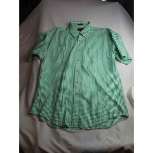 Alexander Julian Colours Button Up Shirt Mens XXL Green Gingham Short Sleeve